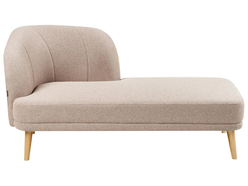 Left Hand Chaise Lounge Light Brown Polyester Fabric Traditional Living Room Furniture Beliani