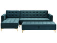 Corner Sofa Bed Teal Velvet Tufted Fabric Modern L-Shaped Modular 4 Seater with Storage Ottoman Right Hand Chaise Longue Beliani