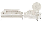 Sofa Set 2 and 3 Seater White Boucle Upholstery with Adjustable Headrests Modern Style Living Room Furniture Beliani