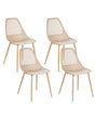 Set of 4 Dining Chairs Beige Syntehtic Seat Metal Legs Modern Simple Minimalistic Seating Beliani