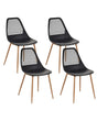 Set of 4 Dining Chairs Black Syntehtic Seat Metal Legs Modern Simple Minimalistic Seating Beliani