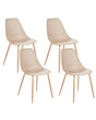 Set of 4 Dining Chairs Beige Syntehtic Seat Metal Legs Modern Simple Minimalistic Seating Beliani