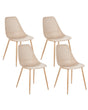 Set of 4 Dining Chairs Beige Syntehtic Seat Metal Legs Modern Simple Minimalistic Seating Beliani