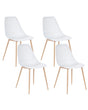 Set of 4 Dining Chairs White Syntehtic Seat Metal Legs Modern Simple Minimalistic Seating Beliani
