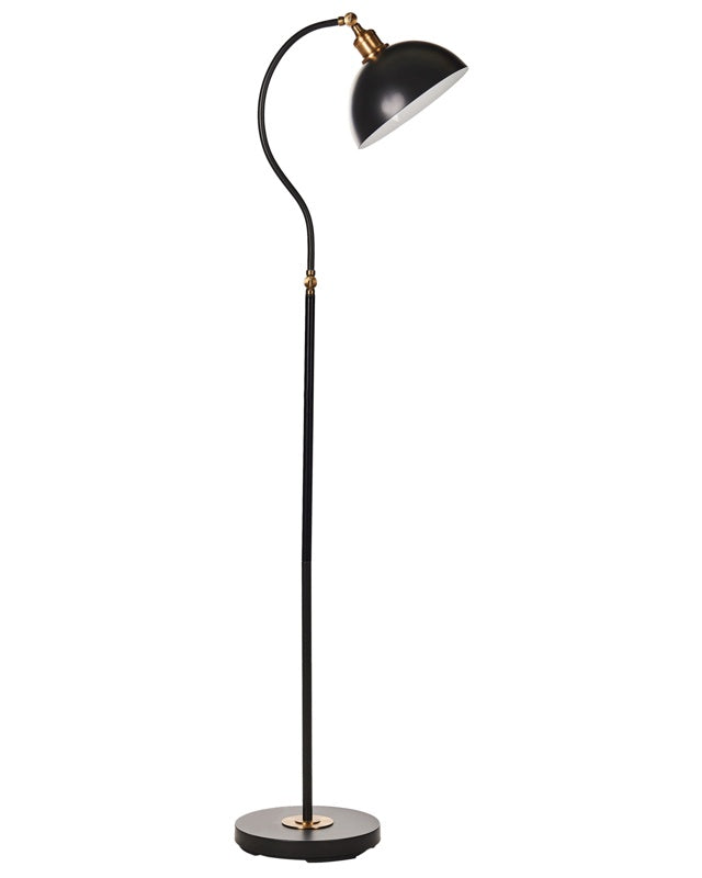 Floor Lamp Black Metal Adjustable Shade and Arm On-Off Switch Bedroom Living Room Home Office Lighting Industrial Design Beliani