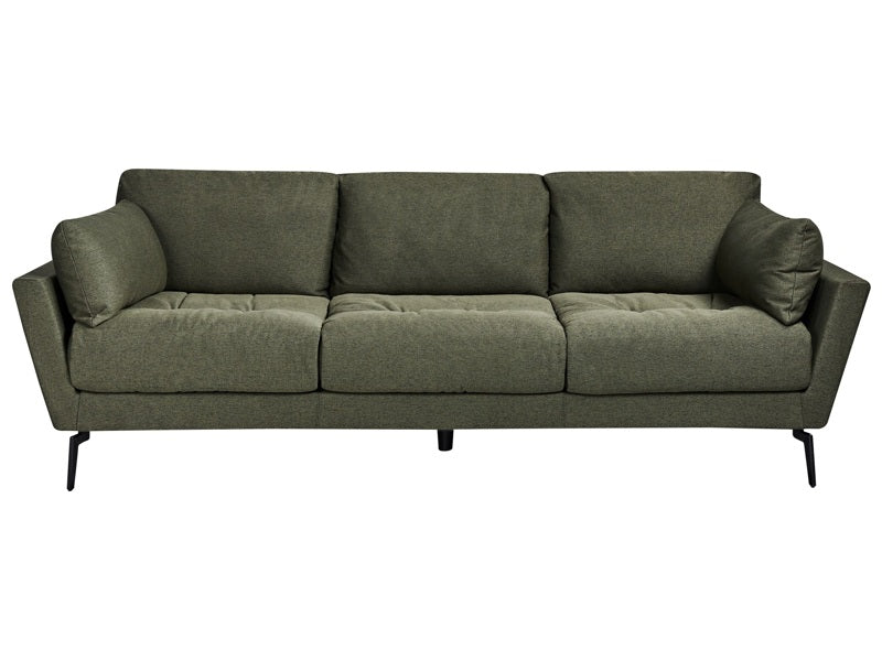 Sofa Green Fabric Polyester Upholstery Metal Legs 4 Seater Thickly Padded Minimalist Style Living Room Furniture Beliani