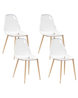 Set of 4 Dining Chairs Transparent  Syntehtic Seat Metal Legs Modern Simple Minimalistic Seating Beliani