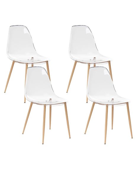 Set of 4 Dining Chairs Transparent  Syntehtic Seat Metal Legs Modern Simple Minimalistic Seating Beliani