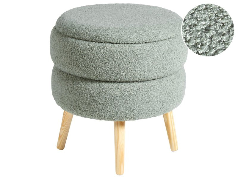 Stool Green Upholstered Wooden Legs Modern Style Beliani