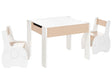 2 Seater Kids Set Table with Chairs White and Light Wood MDF Reverible Tabletop Stylish Kids Room Beliani