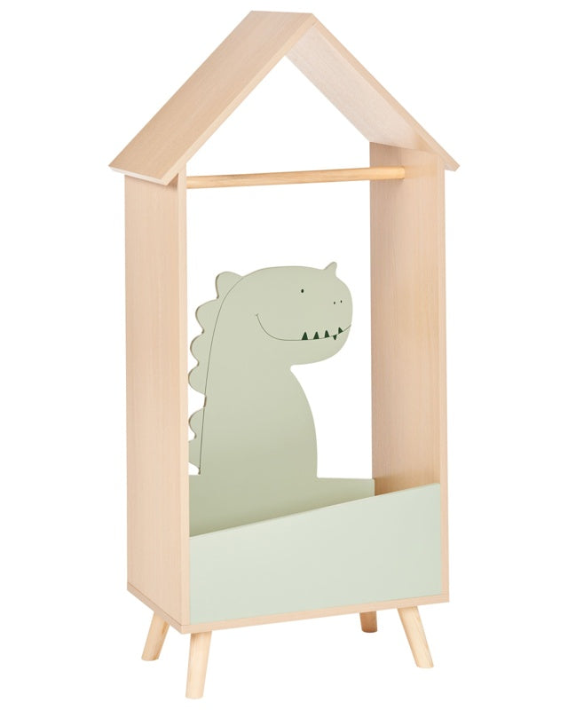 Clothes Rail with Storage Light Wood with Light Green Pine Wood MDF Kids Room Beliani