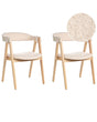 Set of 2 Dining Chairs Light Wood and Beige Polyester Boucle Fabric Rubberwood Legs Retro Traditional Style Beliani