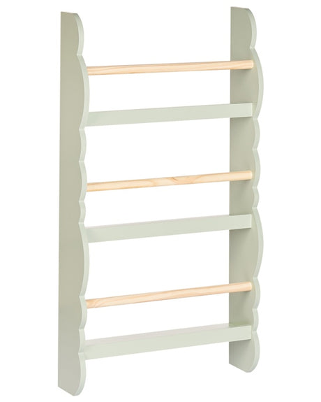 Wall Bookshelf Light Green 3 Tier Pine Wood MDF Kids Room Beliani