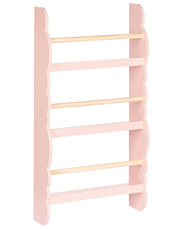 Wall Bookshelf Pastel Pink 3 Tier Pine Wood MDF Kids Room Beliani