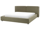 EU Super King Size Bed Green Fabric Upholstery 6ft Slatted Base with Thick Padded Headboard Footboard Beliani