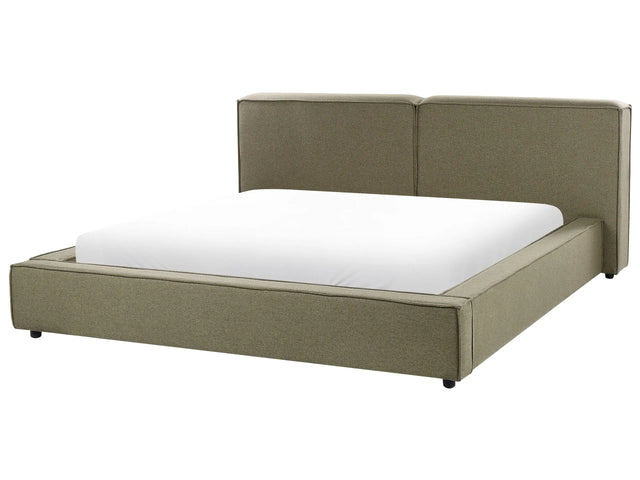 EU Super King Size Bed Green Fabric Upholstery 6ft Slatted Base with Thick Padded Headboard Footboard Beliani