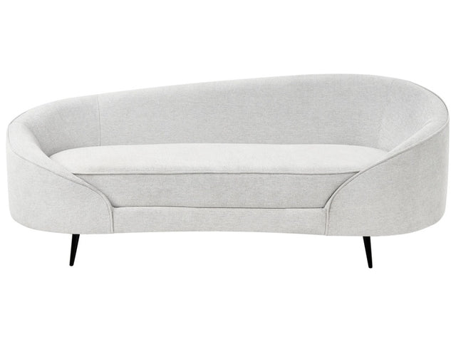 Sofa Off-White Fabric Glamour Curved Retro Styled 3 Seater with Black Metallic Legs Beliani