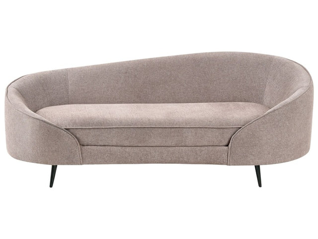 Sofa Brown Fabric Glamour Curved Retro Styled 3 Seater with Black Metallic Legs Beliani