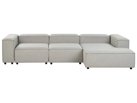 Modular Left Hand Sofa Light Grey Polyester 4 Seater Sectional Corner Sofa with Black Legs Modern Living Room Beliani
