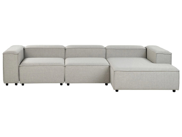 Modular Left Hand Sofa Light Grey Polyester 4 Seater Sectional Corner Sofa with Black Legs Modern Living Room Beliani