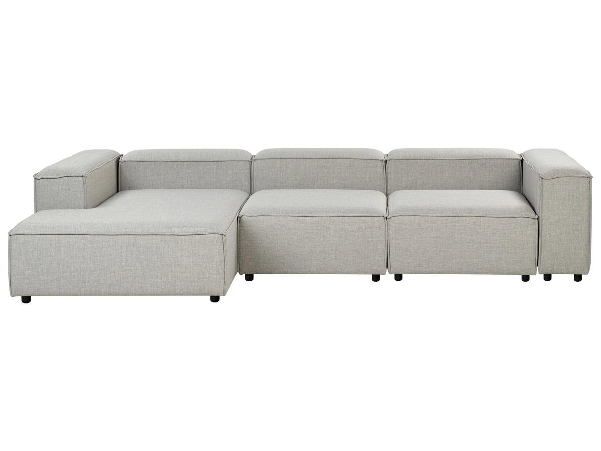 Modular Right Hand Sofa Light Grey Polyester 4 Seater Sectional Corner Sofa with Black Legs Modern Living Room Beliani