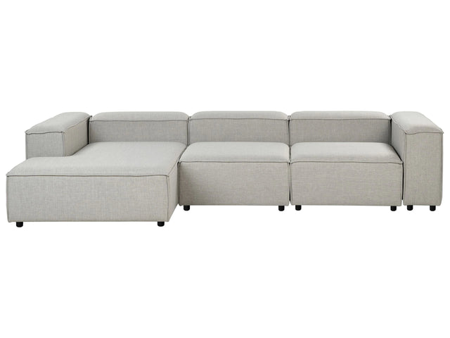 Modular Right Hand Sofa Light Grey Polyester 4 Seater Sectional Corner Sofa with Black Legs Modern Living Room Beliani