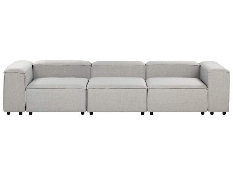 Modular Sofa Light Grey Polyester Fabric Upholstered 3 Seater Black Legs Modern Living Room Couch Beliani