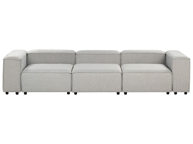 Modular Sofa Light Grey Polyester Fabric Upholstered 3 Seater Black Legs Modern Living Room Couch Beliani