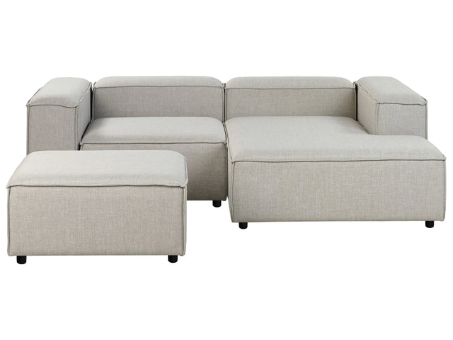 Modular Left Hand Sofa Light Grey Polyester 3 Seater Sectional Corner Sofa with Ottoman Black Legs Modern Living Room Beliani