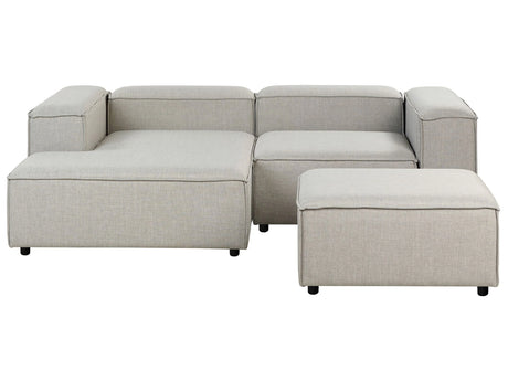 Modular Right Hand Sofa Light Grey Polyester 3 Seater Sectional Corner Sofa with Ottoman Black Legs Modern Living Room Beliani