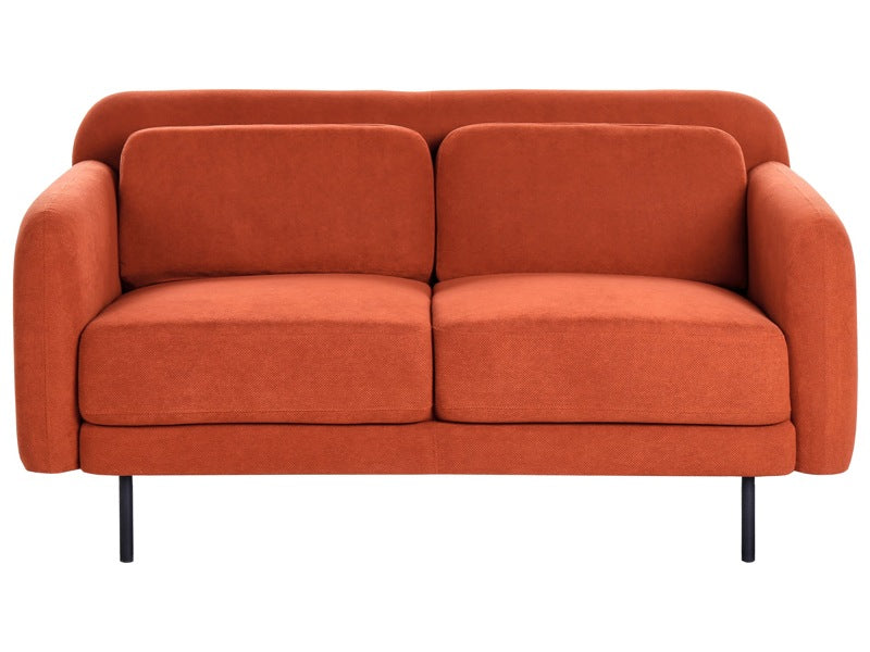 2 Seater Sofa Orange Fabric Water-Reppelent Classic Style Sofa Beliani