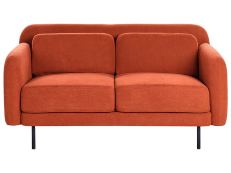 2 Seater Sofa Orange Fabric Water-Reppelent Classic Style Sofa Beliani