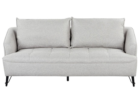 3 Seater Sofa Grey Fabric Upholstery Additional Pillows Modern Style Living Room Furniture Beliani