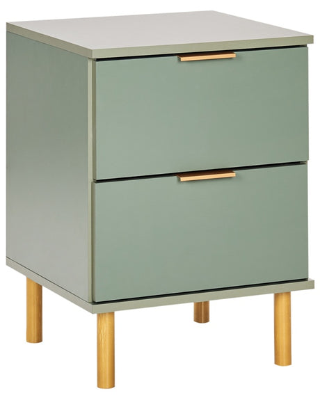 Bedside Table Nightstand Green Gold Elements 2 Drawers Retro Modern Bedroom Beliani