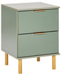 Bedside Table Nightstand Green Gold Elements 2 Drawers Retro Modern Bedroom Beliani