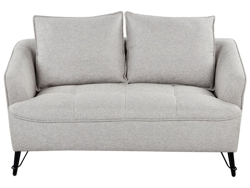 2 Seater Sofa Grey Fabric Upholstery Additional Pillows Modern Style Living Room Furniture Beliani