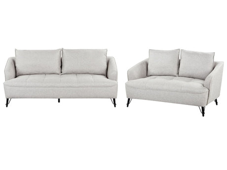 Sofa Set 2 and 3 Seater Grey Fabric Upholstery Additional Pillows Modern Style Living Room Furniture Beliani