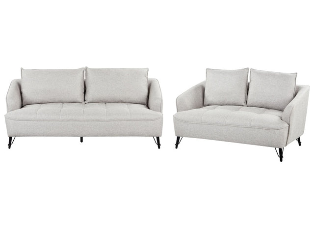 Sofa Set 2 and 3 Seater Grey Fabric Upholstery Additional Pillows Modern Style Living Room Furniture Beliani