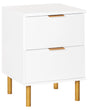 Bedside Table Nightstand White Gold Elements 2 Drawers Retro Modern Bedroom Beliani