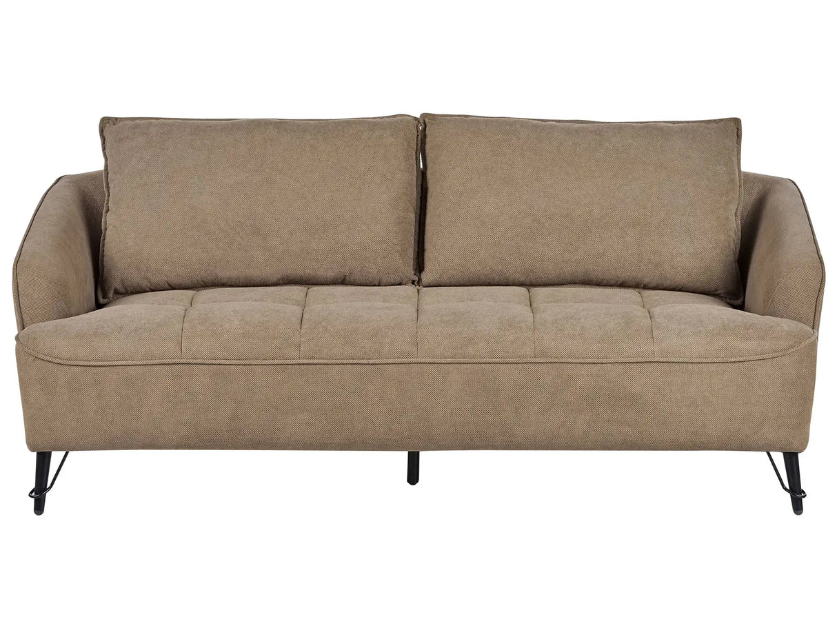 3 Seater Sofa Brown Fabric Upholstery Additional Pillows Modern Style Living Room Furniture Beliani
