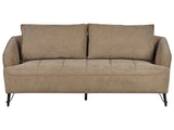 3 Seater Sofa Brown Fabric Upholstery Additional Pillows Modern Style Living Room Furniture Beliani