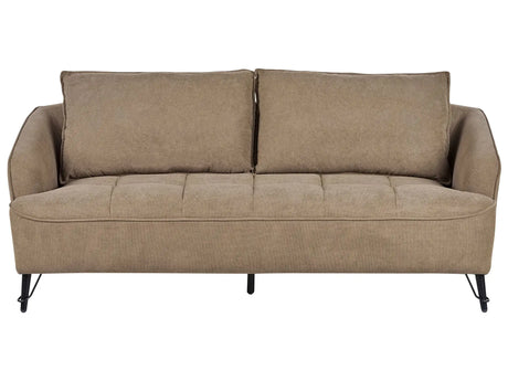 3 Seater Sofa Brown Fabric Upholstery Additional Pillows Modern Style Living Room Furniture Beliani