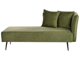 Chaise Lounge Green Right Hand Polyester Fabric Upholstery with Decorative Cushions Metal Legs Modern Design Living Room Beliani