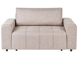 2 Seater Sofa Bed Light Brown Fabric Upholstery with Storage Thickly Padded Modern Style Living Room Furniture Beliani