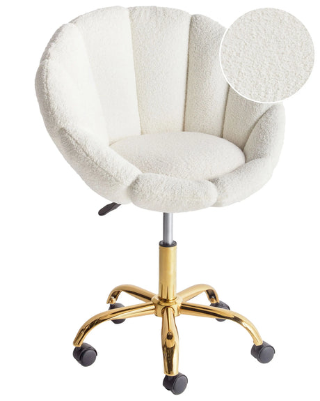 Office Swivel Chair White Boucle with Starbase Adjustable Height Modern Design Home Office Beliani