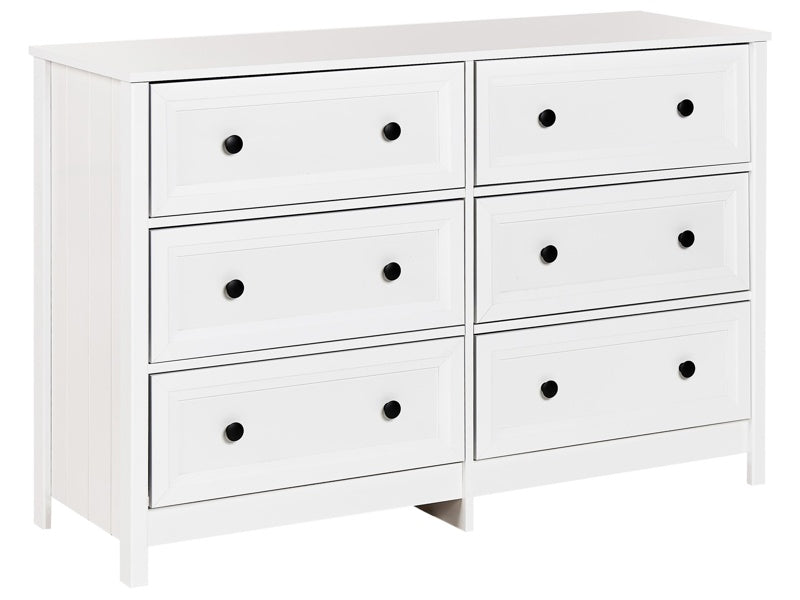 6 Drawer Chest White Black Accents Engineered Wood Solid Wood Legs Living Room Stylish Retro Beliani