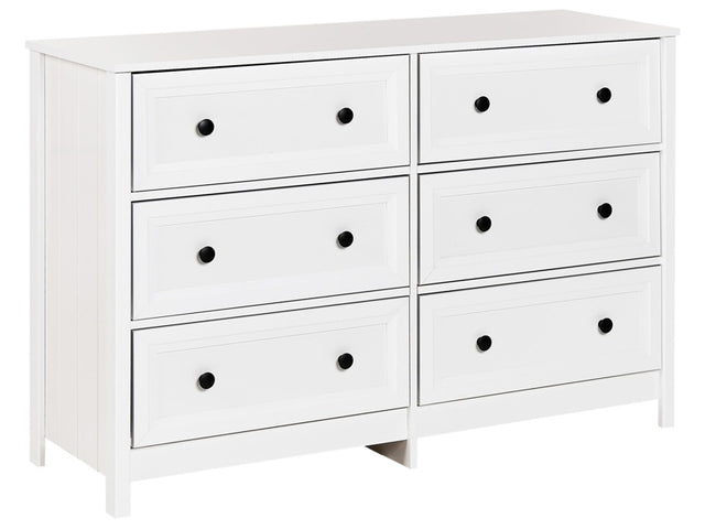 6 Drawer Chest White Black Accents Engineered Wood Solid Wood Legs Living Room Stylish Retro Beliani