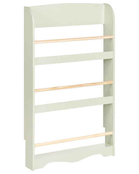 Wall Bookshelf Light Green 3 Tier Pine Wood MDF Kids Room Beliani