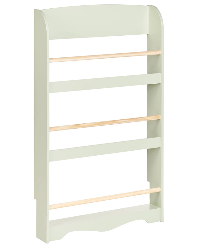 Wall Bookshelf Light Green 3 Tier Pine Wood MDF Kids Room Beliani