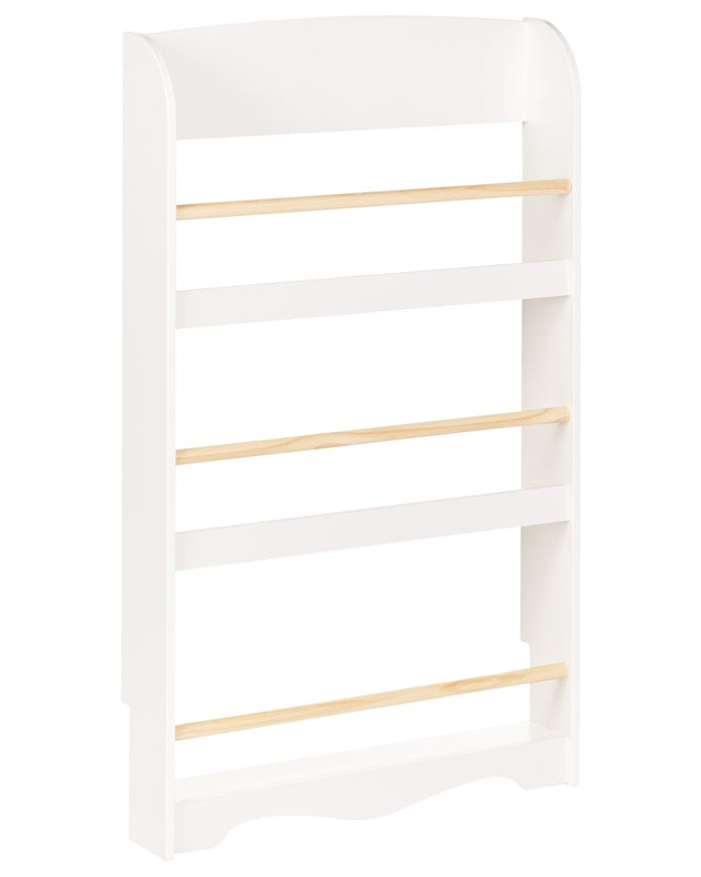 Wall Bookshelf White 3 Tier Pine Wood MDF Kids Room Beliani